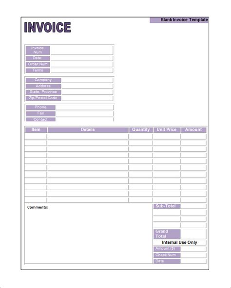 Free Printable Invoices Templates Blank Printable Templates
