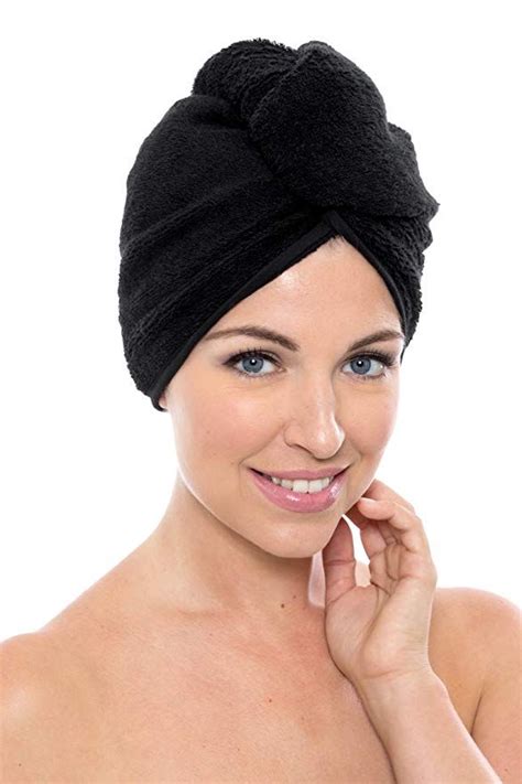 Texere Womens Bamboo Viscose Hair Towel Tya Black U Quick Drying