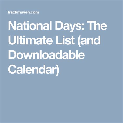 National Days The Ultimate List And Downloadable Calendar Calendar