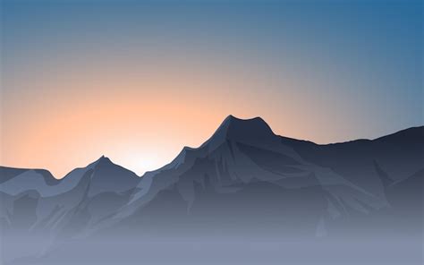 Premium Vector Foggy Mountain Sunrise Landscape