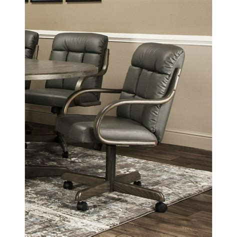 Caster Chair Company Gale Swivel Tilt Caster Arm Chair In Charcoal