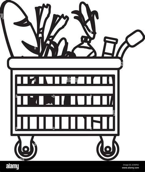 Shopping Cart Icon Groceries Icons Market Basket Vector Stock