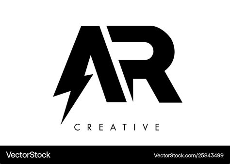 Ar Letter Logo Design With Lighting Thunder Bolt Vector Image
