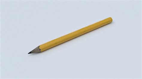 3d Asset Low Poly Yellow Pencil Cgtrader