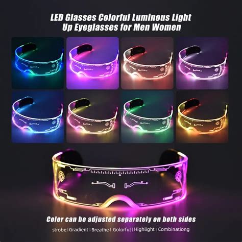 cool led glasses luminous sunglasses cyberpunk flash party glasses rave neon mask toys vocal