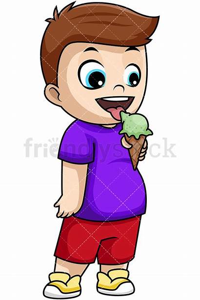 Ice Cream Clipart Cartoon Happy Kid Licking
