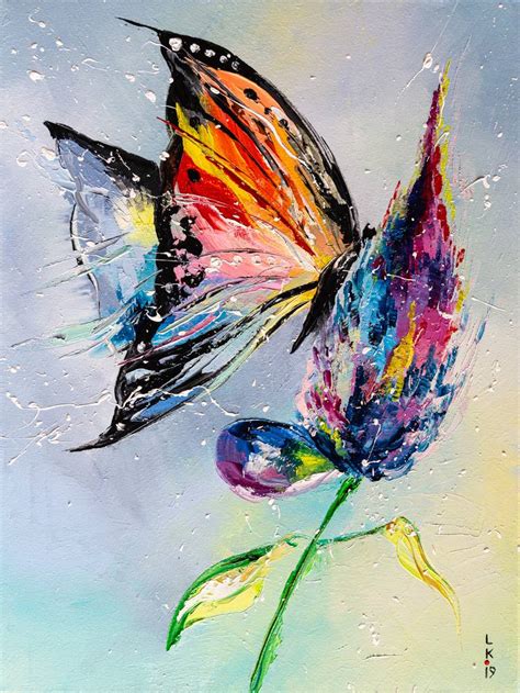 Butterfly On Flower Painting By Liubov Kuptsova Saatchi Art