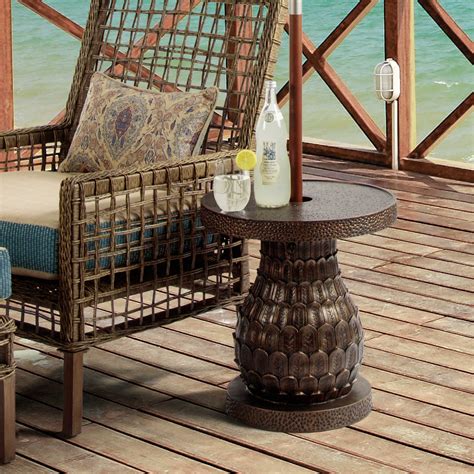 Bombay Outdoor Pineapple Umbrella Table In Gold Bed Bath And Beyond