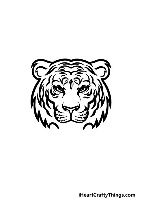 Tiger Face Outline Drawing