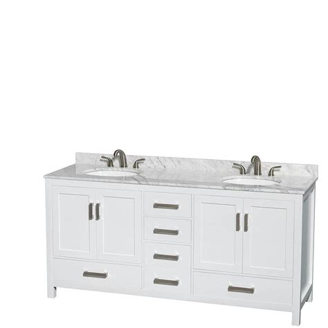 Wyndham Collection Sheffield 72 In White Double Sink Bathroom Vanity