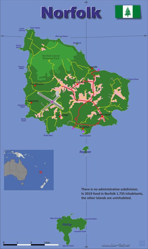 Norfolk Island Country Data Links And Map By Administrative Structure