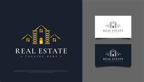 Luxury Gold Real Estate Logo Design Construction Architecture Or