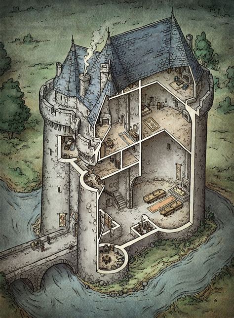 Castle Cutaway On Behance By Mike Schley Castle Layout Castle