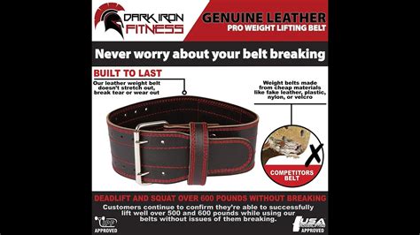 Dark Iron Fitness Genuine Leather Pro Weight Lifting Belt For Men And
