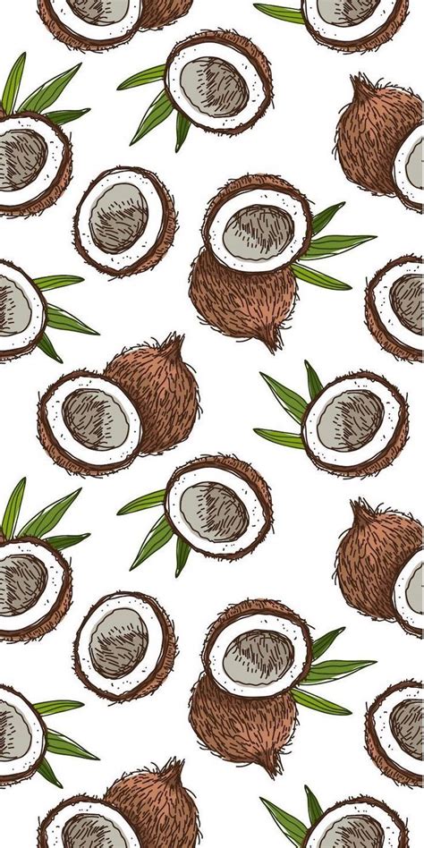 Colored Drawing Of Sliced Coconuts Cute Phone Backgrounds White