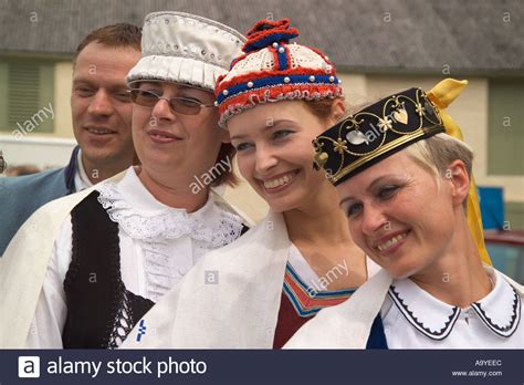 During the teheran conference of november/december 1943. Group of Latvian People in National Costume Stock Photo ...
