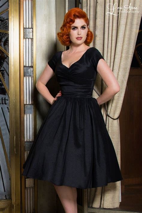 Pinup Couture Ava Swing Dress In Black Taffeta Couture Dresses Vintage Style Dresses Pinup