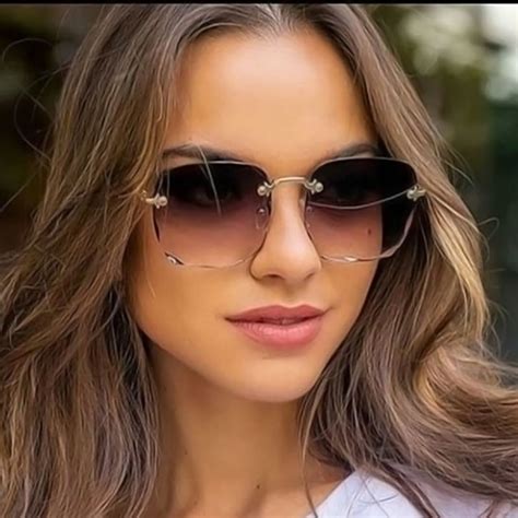 2020 fashion rimless women sunglasses plastic brand designer vintage retro sunglass classic