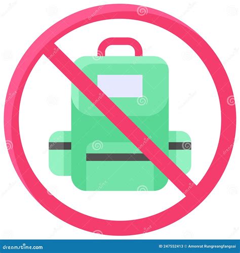 No Bags Allowed Icon Prohibition Sign Vector Illustration Stock Vector