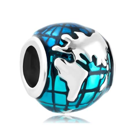 Authentic Ocean Blue Earth World Globe Charm Beads Pandora Bracelet