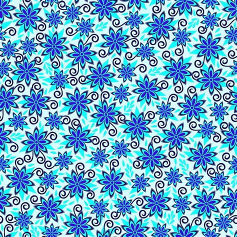 Premium Vector Blue Floral Pattern Seamless Background Vector