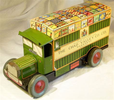 Superb Rare Antique Vintage Tin Toy Chad Valley Games Delivery Van
