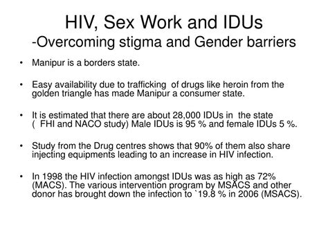 Ppt Hiv Sex Work And Idus Overcoming Stigma And Gender Barriers Powerpoint Presentation Id 677369