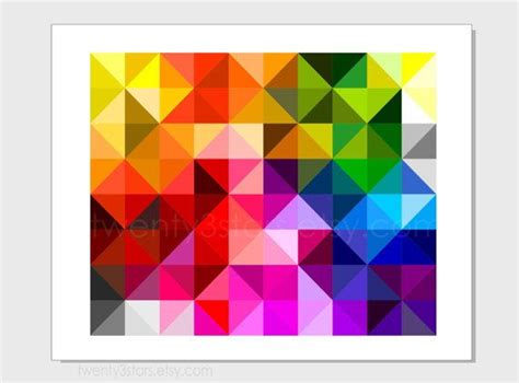 Rainbow Triangles Poster Geometric Rainbow Wall Art Rainbow Etsy