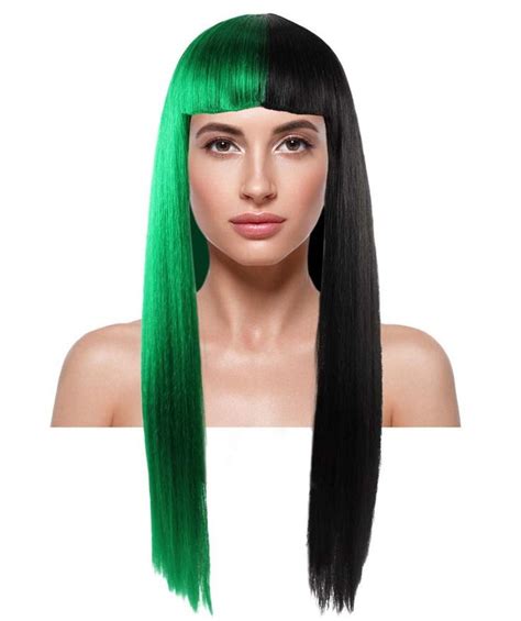 Melanie Wig Long Green Black Celebrity Straight Wig Hpo