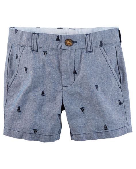 Embroidered Flat Front Twill Shorts Baby Boy Pants Boys Summer