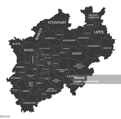 Ilustrații De Stoc Cu Harta Moderna Harta Renania De Nordwestfalia A