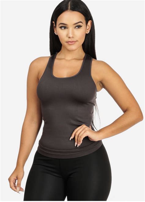Stretchy Spandex Womens Charcoal Color Tank Top Cc 0531 Tank Tops Women Tank Tops Women