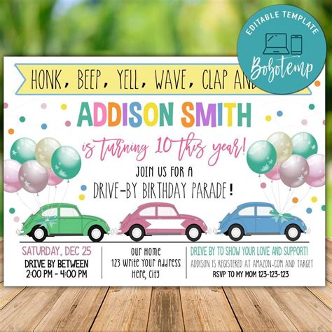 We have so many planes that you can choose of. Printable Drive By Birthday Parade Invitation Template DIY ...