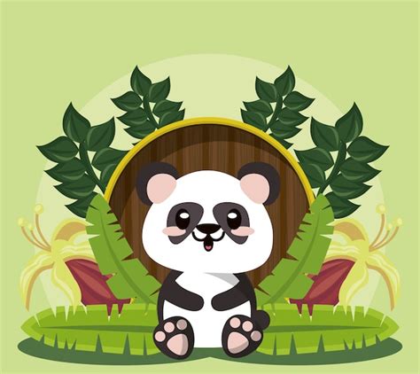 Premium Vector Cute Panda Wild Animal Character Icon