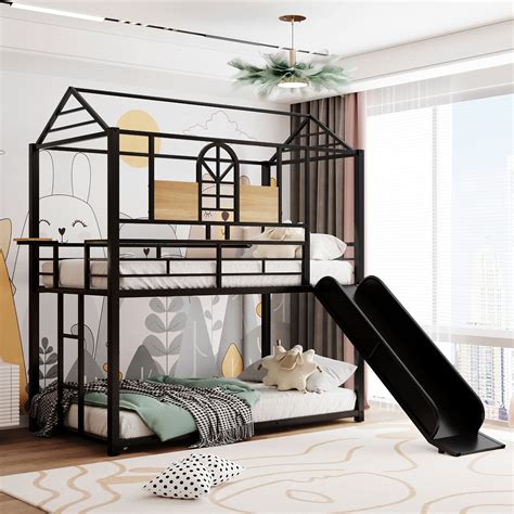 Buy Harper And Bright Designs Twin Over Twin Bunk Bed With Slide House