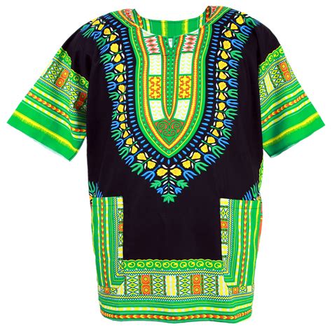 Black And Lime Colorful African Dashiki Shirt For Men And Dashiki