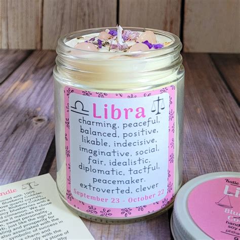 Libra Candle Zodiac T For Libra Candles With Crystals Etsy