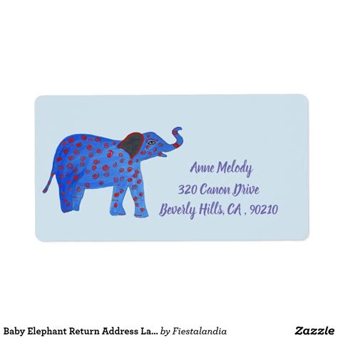 Baby Elephant Return Address Label | Zazzle.com | Baby elephant, Elephant drawing, Elephant