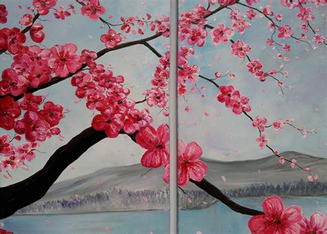 Japanese Sakura Beautiful Abstract Art Original Oil Painting Etsy
