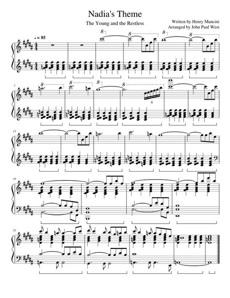 Nadias Theme From The Young And The Restless Sheet Music For Piano Download Free In Pdf Or