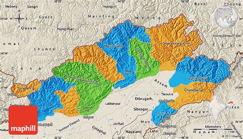 Political Map Of Arunachal Pradesh Shaded Relief Outside