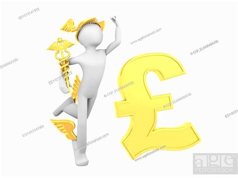Hermes Mercury With Caduceus And Pound Sign Stock Photo Picture And