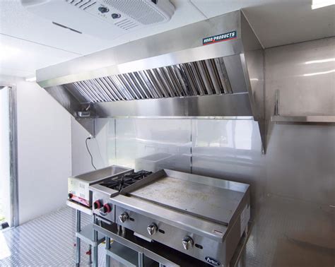 Stainless steel oven hoods and exhaust fans. 5' Food Truck and Concession Trailer Hood System with ...