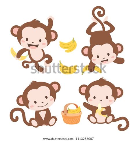 Cute Little Monkeys Stock Vector Royalty Free 1113286007