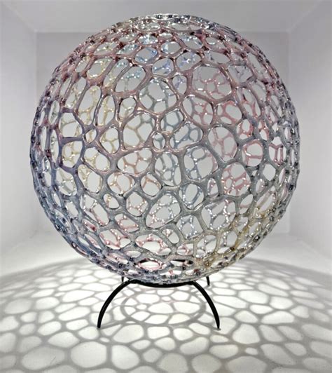Rainbow Mottle Glass Sphere By Bandhu Dunham Philabaum Glass