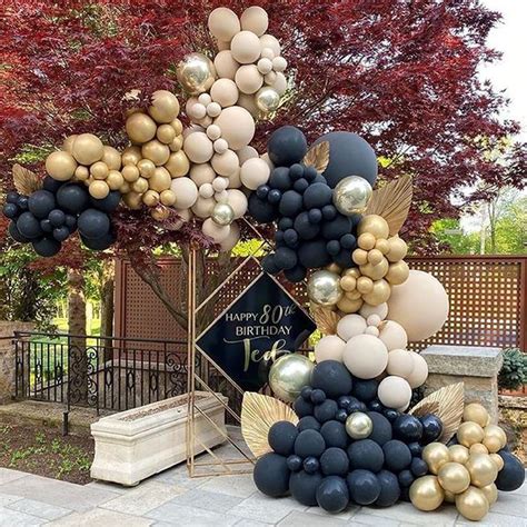 164pcs Black And Gold Balloon Garland Arch Kit Double Stuffed Etsy