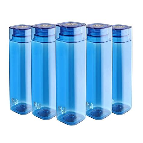 Buy Cello H2o Squaremate Plastic Water Bottle 1 Liter Set Of 5 Blue