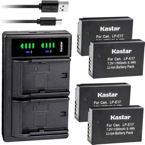 kastar 3 pack battery and ltd2 usb charger replacement for canon lp e17 lpe17
