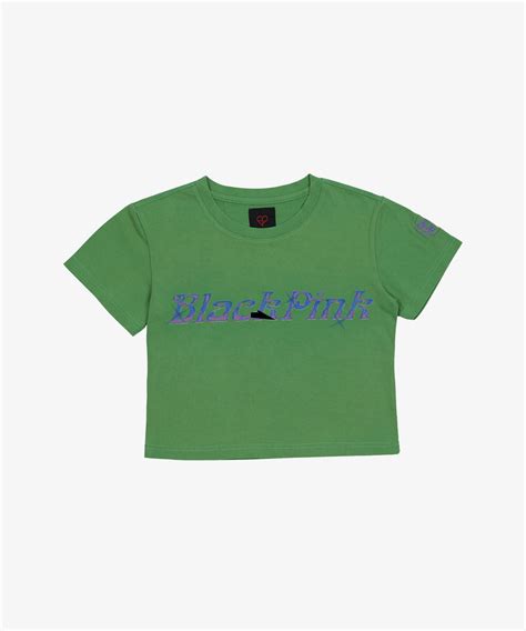 blackpink [h y l t] cropped t shirts olive
