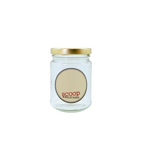 Clear Glass Jar With Gold Cap 250ml Scoop Wholefoods Singapore